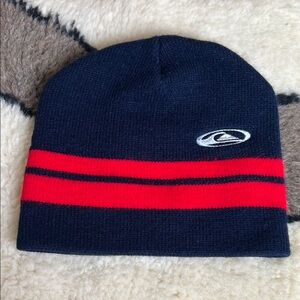 Navy Quicksilver Beanie with Red Stripes